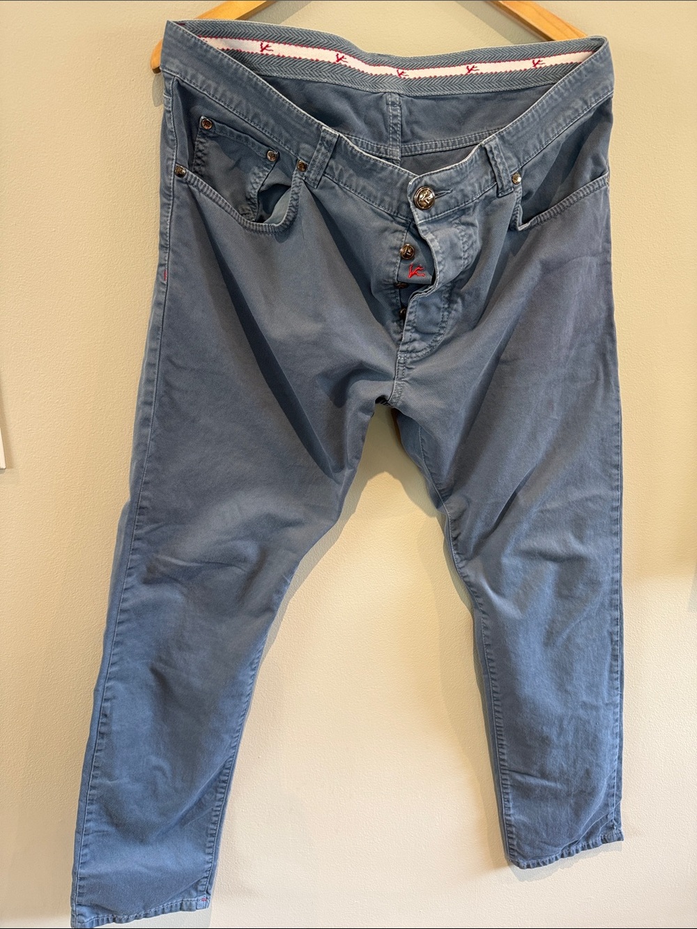 Isaia Slim Straight Casual  Pants in Faded Blue